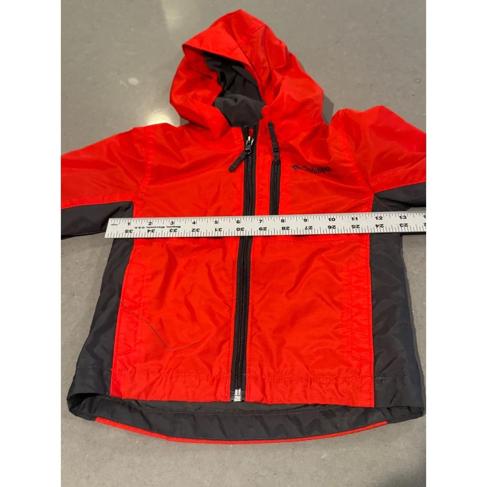 Columbia Kids Toddler 3T Red Gray‎ Full Zip Hooded Jacket Outerwear